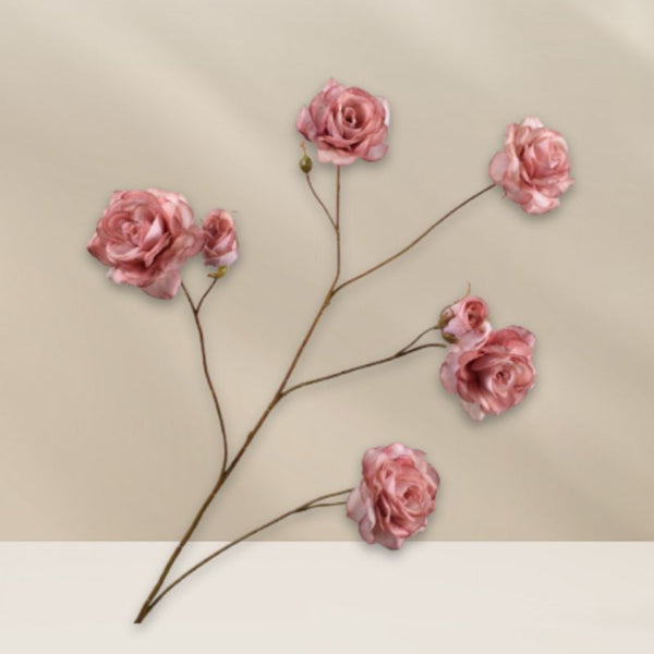 Silk-ka zijden mauve rozen tak 93 cm – realistische kunstroos in zachte paarsroze tint, perfect voor hoge vazen en stijlvolle bloemstukken, verkrijgbaar bij Bloomfever.